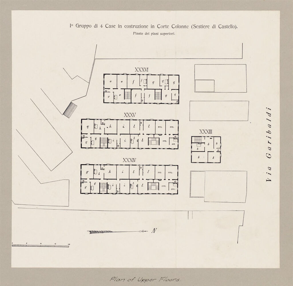 Housing, Improved: Italy: Venice: Municipal Tenements: Improved Housing: Italy: Four Houses - Carte Calonne (Sestiere Di Castello): Model Tenement Houses, Erected In Venice By The Municipality: Plan Of Upper Floors