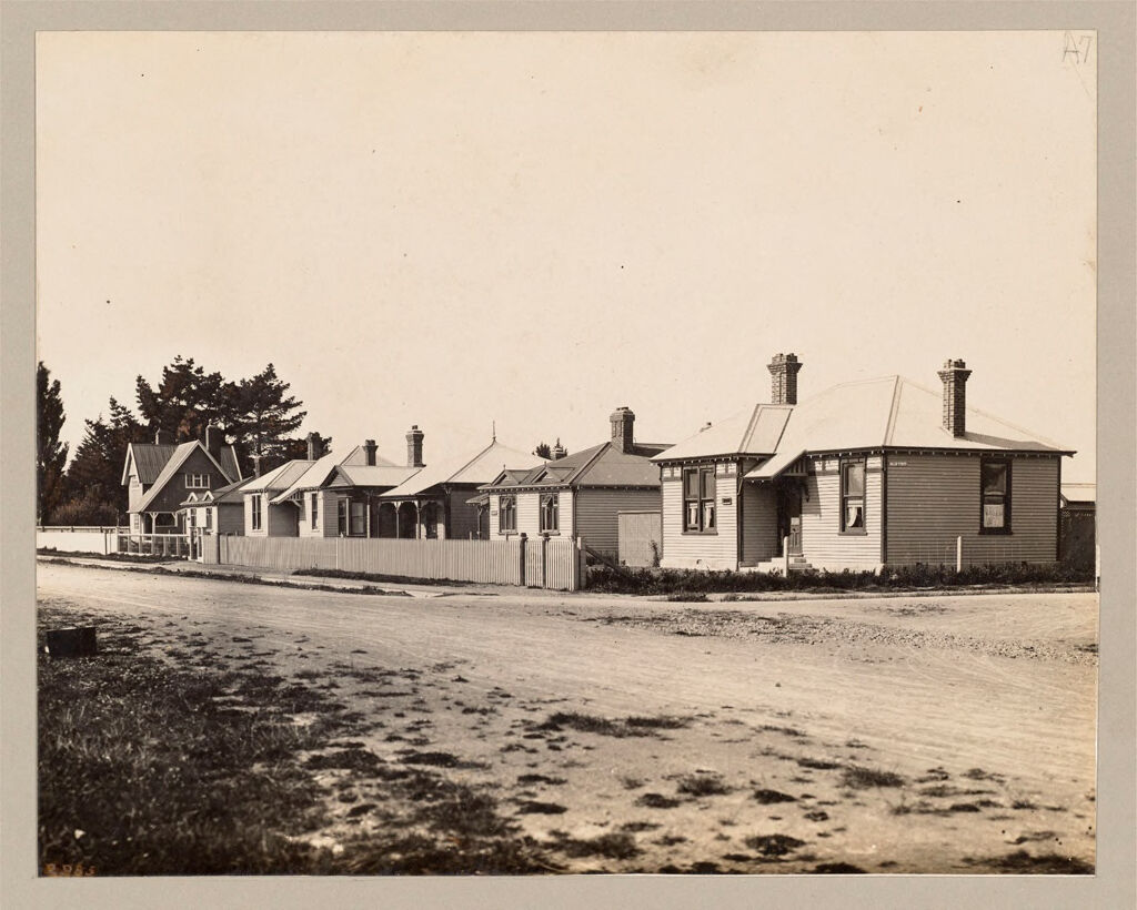 Housing, Improved: New Zealand. Christchurch. Sydenham, Cottages Erected By The Government (Minister Of Labour): State Housing: New Zealand: Five-Room Houses, Rents 9/6 & 10/6 Per Week Including Rates And Insurance_. Sydenham, A Suburb Of Christchurch__.