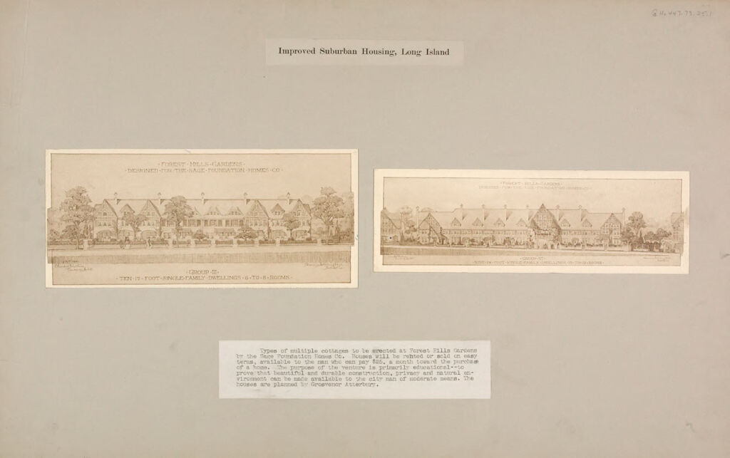 Housing, Improved: United States. New York. Long Island. Forest Hills Gardens: Improved Suburban Housing, Long Island: Types Of Multiple Cottages To Be Erected At Forest Hills Gardens By The Sage Foundation Homes Co.