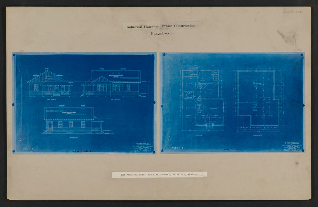 Housing, Industrial: United States. Alabama. Fairfield. American Steel And Wire Company: Industrial Housing, Frame Construction Bungalows: The American Steel And Wire Company, Fairfield, Alabama