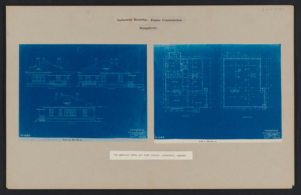 Housing, Industrial: United States. Alabama. Fairfield. American Steel And Wire Company: Industrial Housing, Frame Construction Bungalows: The American Steel And Wire Company, Fairfield, Alabama