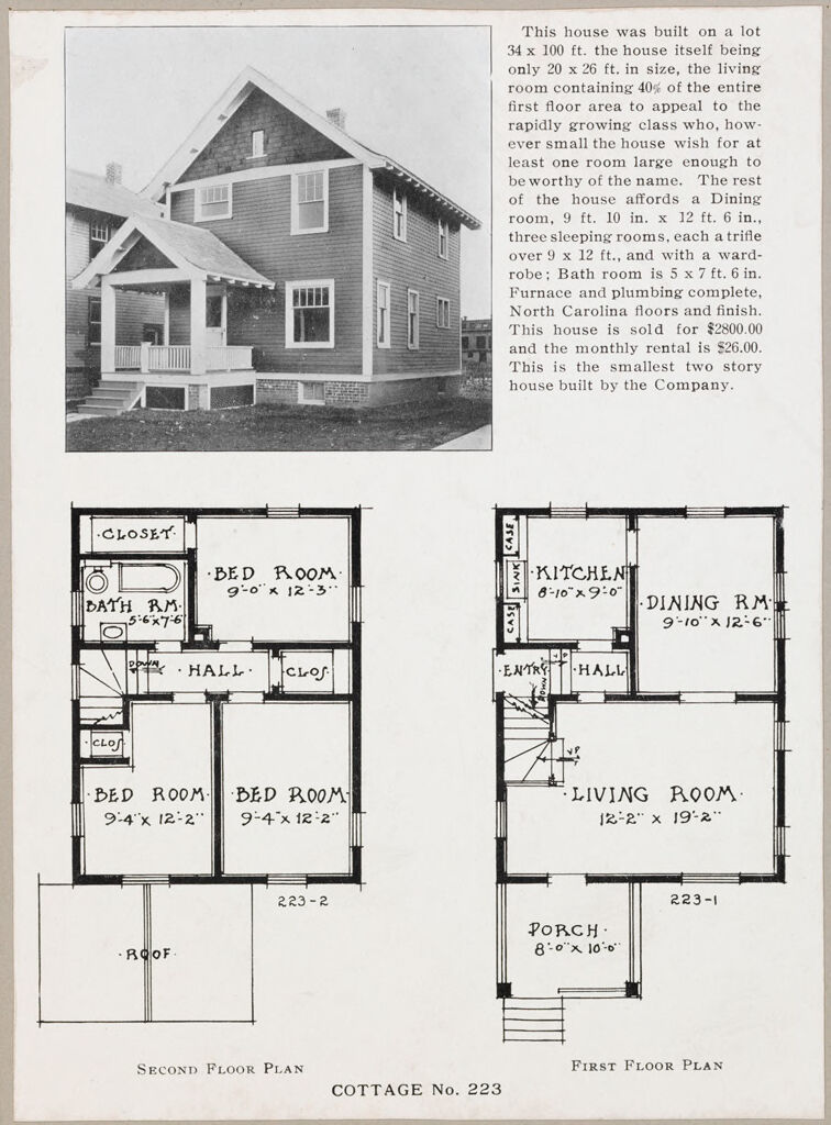 Housing, Industrial: United States. New York. Albany: Methods Of Cheap Construction Of Dwellings: Albany Home Building Company Detached Dwellings: Cottage No. 223