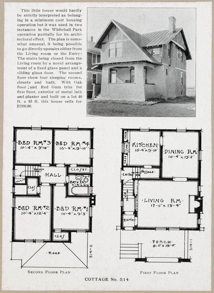 Housing, Industrial: United States. New York. Albany: Methods Of Cheap Construction Of Dwellings: Albany Home Building Company Detached Dwellings: Cottage No. 514