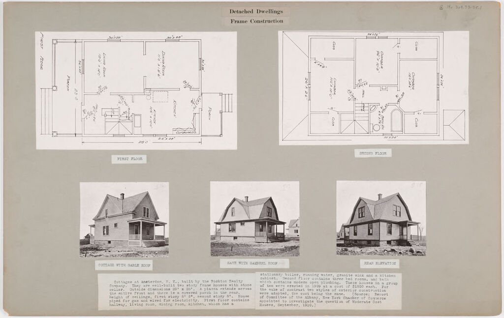 Housing, Industrial: United States. New York. Amsterdam: Detached Dwellings. Frame Construction: Cottages At Amsterdam, N.y., Built By The Rockton Realty Company.