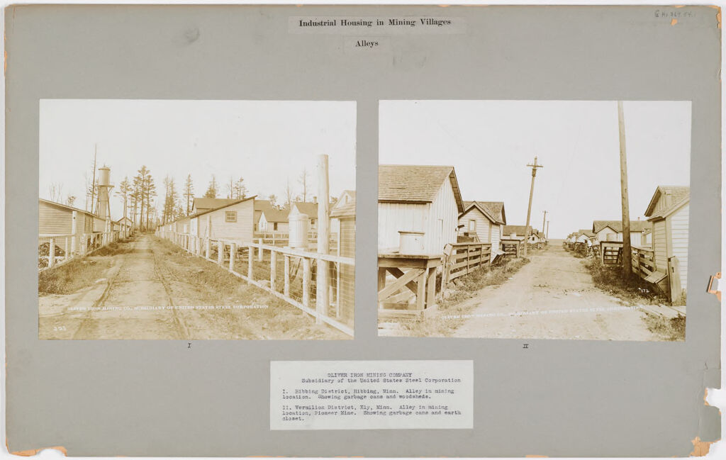 Housing, Industrial: United States. Minnesota: Industrial Housing In Mining Villages. Alleys: Oliver Iron Mining Company. Subsidiary Of The United States Steel Corporation