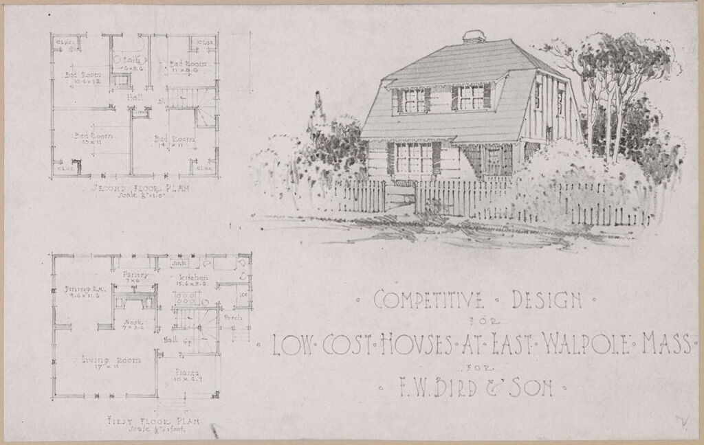 Housing, Industrial: United States. Massachusetts. East Walpole: Methods Of Cheap Construction: Detached Dwellings Proslate: Competitive Design For Low Cost Houses At East Walpole Mass. For F.w. Bird $ Son