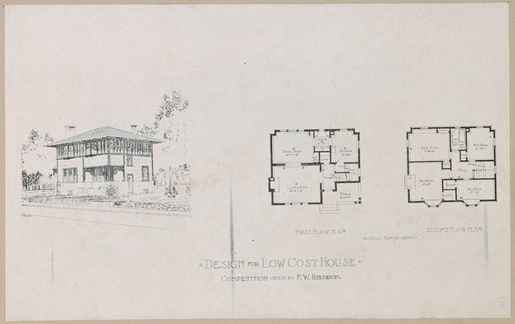 Housing, Industrial: United States. Massachusetts. East Walpole: Methods Of Cheap Construction: Detached Dwellings Proslate: Design For Low Cost House. Competition Given By F.w. Bird