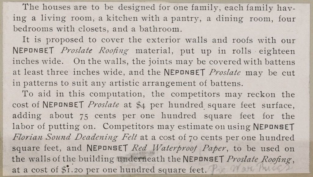 Housing, Industrial: United States. Massachusetts. East Walpole: Methods Of Cheap Construction: Detached Dwellings Proslate