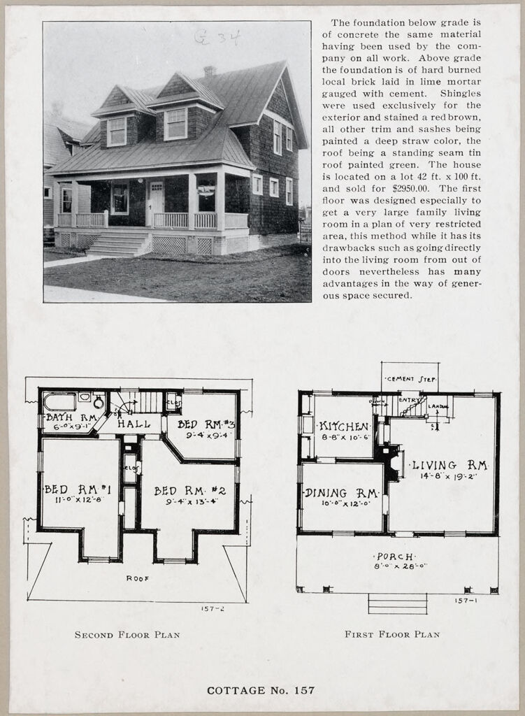 Housing, Industrial: United States. New York. Albany: Methods Of Cheap Construction Of Dwellings: Albany Home Building Company Detached Dwellings: Cottage No. 157