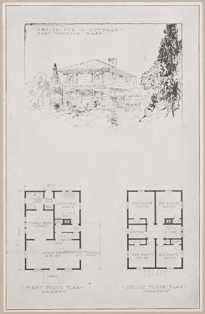 Housing, Industrial: United States. Massachusetts. East Walpole: Methods Of Cheap Construction: Detached Dwellings: Proslate: Design For A Cottage East Walpole Mass.