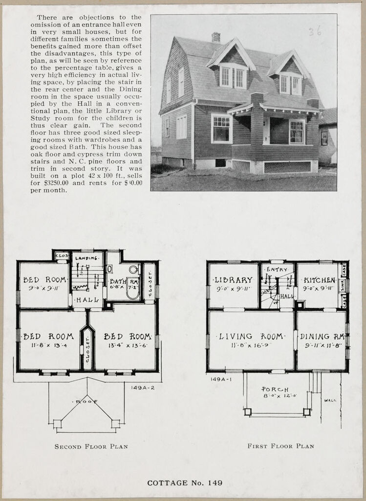 Housing, Industrial: United States. New York. Albany: Methods Of Cheap Construction Of Dwellings: Albany Home Building Company Detached Dwellings: Cottage No. 149