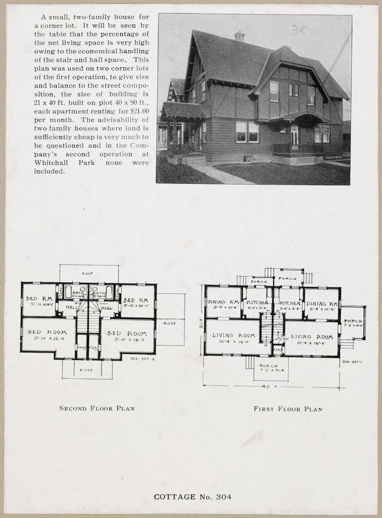 Housing, Industrial: United States. New York. Albany: Methods Of Cheap Construction Of Dwellings: Albany Home Building Company Detached Dwellings: Cottage No. 304