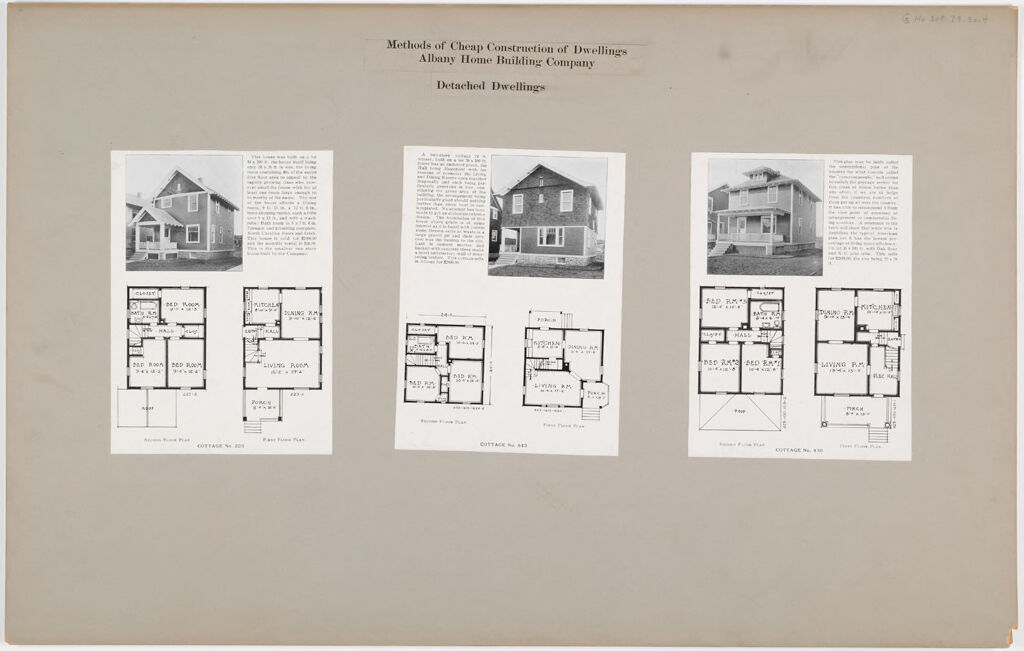 Housing, Industrial: United States. New York. Albany: Methods Of Cheap Construction Of Dwellings: Albany Home Building Company Detached Dwellings