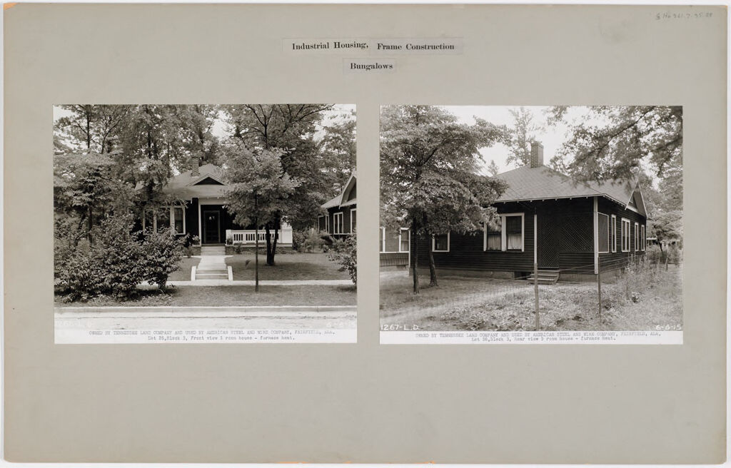 Housing, Industrial: United States. Alabama. Fairfield: Industrial Housing, Frame Construction Bungalows