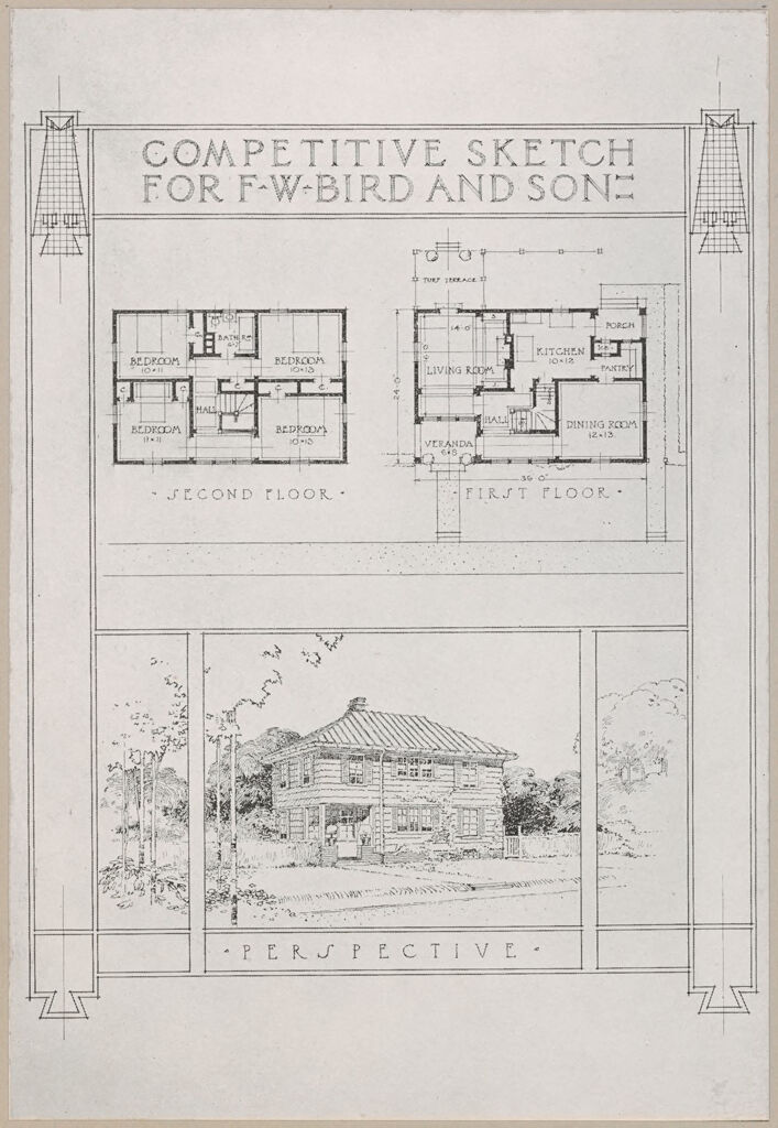 Housing, Industrial: United States. Massachusetts. East Walpole: Methods Of Cheap Construction: Detached Dwellings: Proslate: Competitive Sketch For F.w. Bird And Son
