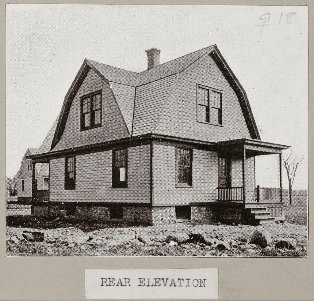 Housing, Industrial: United States. New York. Amsterdam: Detached Dwellings. Frame Construction: Cottages At Amsterdam, N.y., Built By The Rockton Realty Company.: Rear Elevation