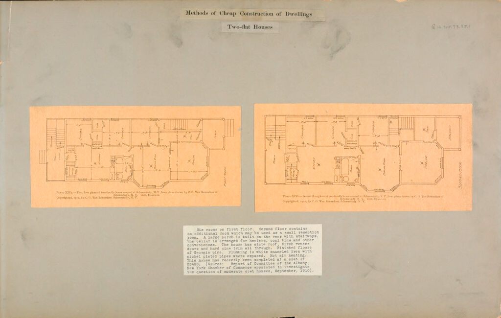 Housing, Industrial: United States. New York. Schenectady: Methods Of Cheap Construction Of Dwellings: Two-Flat Houses