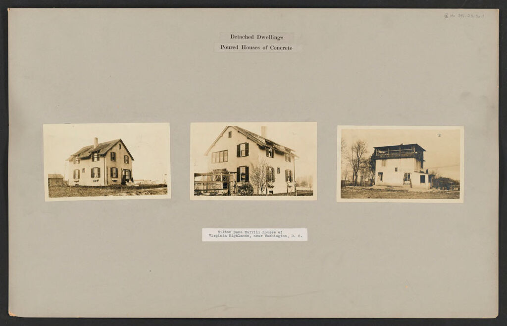 Housing, Industrial: United States. Virginia. Virginia Highlands: Detached Dwellings. Poured Houses Of Concrete: Milton Dana Morrill Houses At Virginia Highlands, Near Washington, D.c.