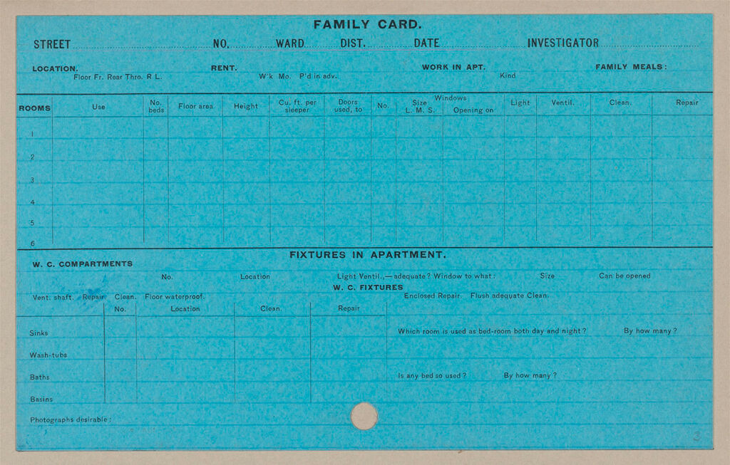 Housing, Government: United States. Massachusetts. Boston: Schedules Used In Investigation Of Housing Conditions, Boston, Mass.: Schedules Used By Boston 1915 In Housing Investigation Of 1910