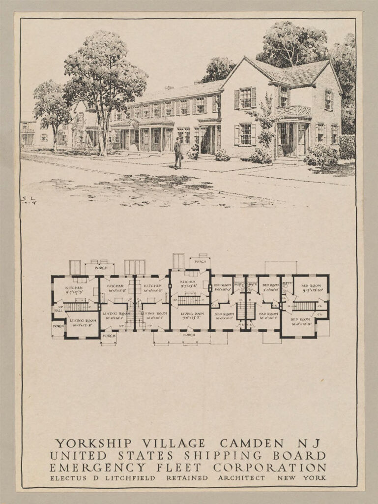 Housing, Government: United States. New Jersey. Camden. Yorkship Village: Governmental Agencies Of House Construction. U.s. Shipping Board, Emergency Fleet Corporation: Yorkship Village, Camden, Nj.  United States Shipping Board Emergency Fleet Corporation.  Electus D Litchfield Retained Architect New York.