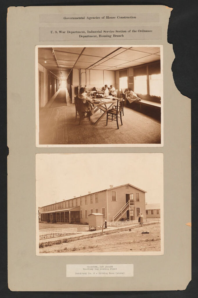 Housing, Government: United States. New Jersey. Woodbury. Woodbury Bag Loading Plant: Governmental Agencies Of House Construction. U.s. War Department, Industrial Service Section Of The Ordnance Department, Housing Branch: Woodbury, New Jersey. Woodbury Bag Loading Plant: Dormitory No. 6 - Sitting Room (Above).