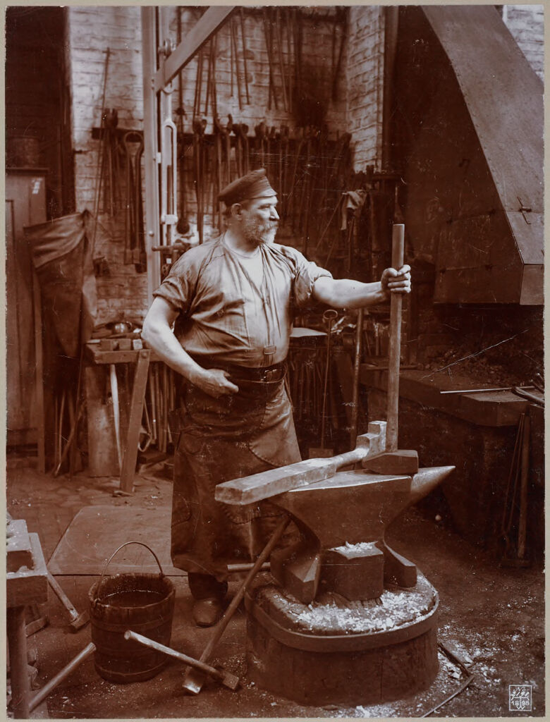 Industrial Problems, Types Of Working People: Germany. Blacksmith; Cooper; Boiler-Maker; Stonedresser; Toy-Maker; Washwomen; Marketwomen: Types Of German Workmen: Blacksmith.