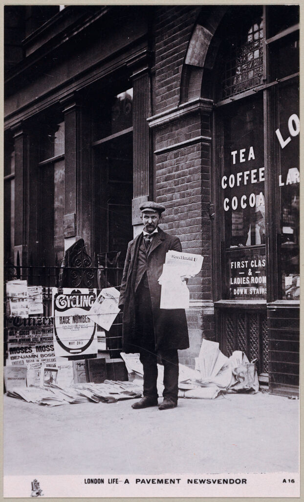 Industrial Problems, Types Of Working People: Great Britain, England. London. Special Occupations: Social Conditions In London, England: 1905: London Life- A Pavement Newsvendor