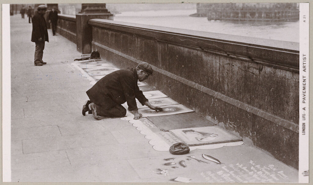 Industrial Problems, Types Of Working People: Great Britain, England. London. Special Occupations: Social Conditions In London, England: 1905: London Life- A Pavement Artist