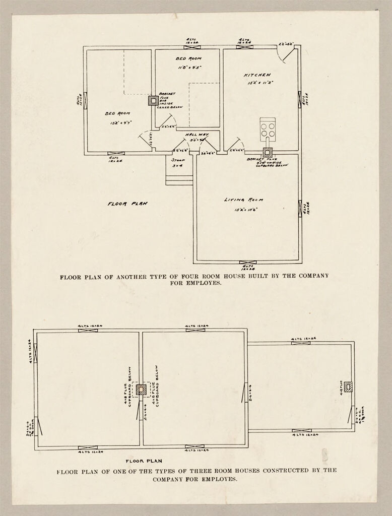 Industrial Problems, Welfare Work: United States. Colorado. Pueblo. Colorado Fuel And Iron Company: Industrial Housing In Mining Villages. Frame Construction: Colorado Fuel And Iron Company And The Rocky Mountain Coal And Iron Company: Floor Plan...