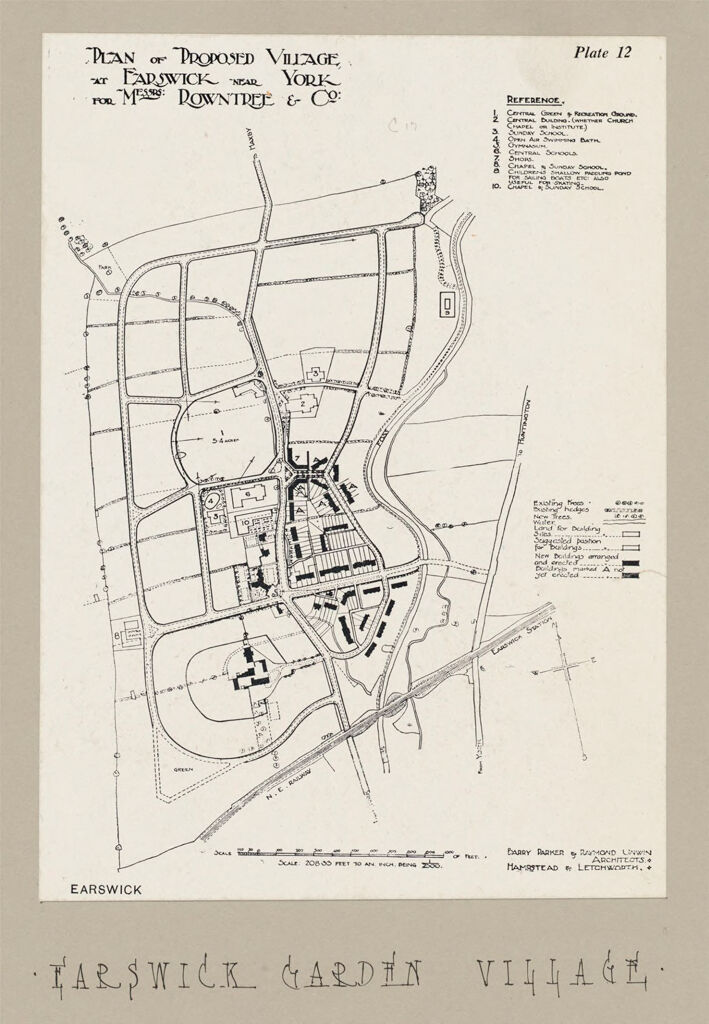 Industrial Problems, Welfare Work: Great Britain, England. Earswick. Rowntree And Company: Improved Workmen's Dwellings: England: Earswick Garden Village: Plan Of Proposed Village At Earswick Near York For Messrs: Rowntree & Co: