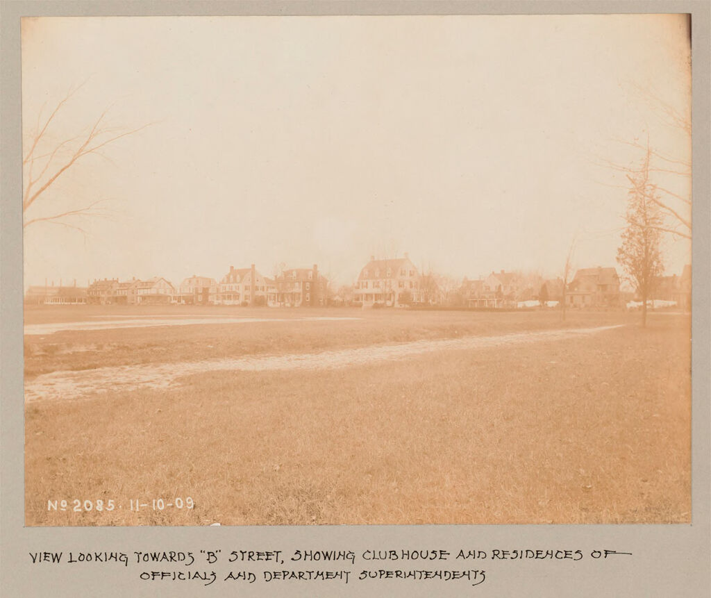 Industrial Problems, Welfare Work: United States. Maryland. Sparrow's Point. Maryland Steel Company: Maryland Steel Company, Sparrows Point, Md.: View Looking Towards B Street, Showing Club House And Residences Of Officials And Department Superintendents
