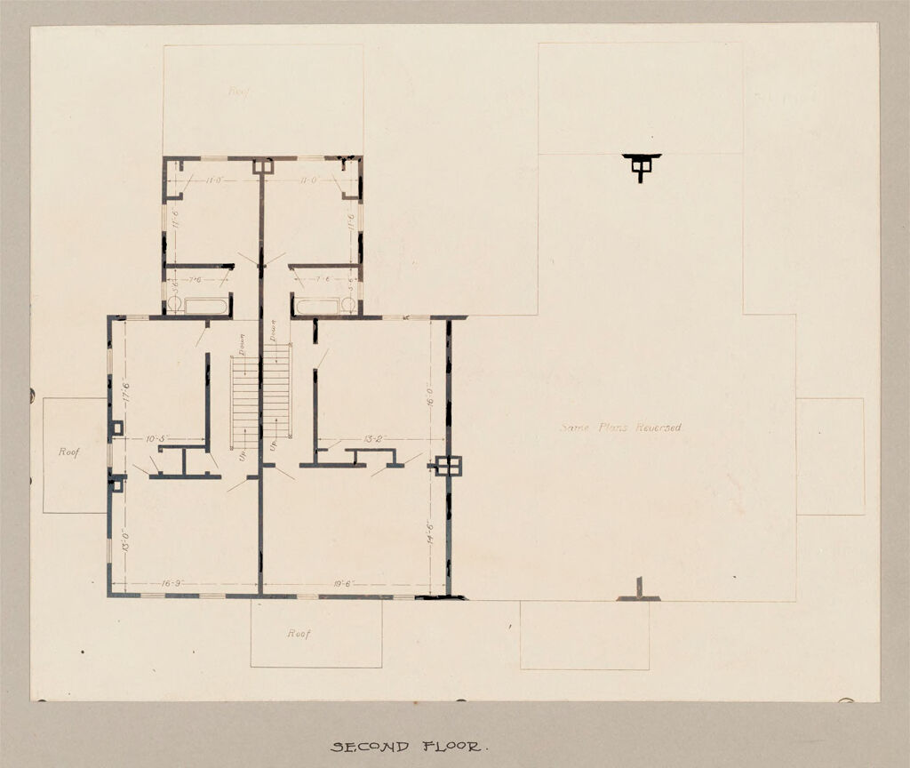 Industrial Problems, Welfare Work: United States. Maryland. Sparrow's Point. Maryland Steel Company: Industrial Betterment In The United States. Housing Of Working People By Employers: Maryland Steel Company, Sparrow's Point, Maryland. Houses For Employees. Plan I.: Second Floor.