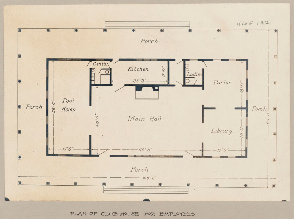 Industrial Problems, Welfare Work: United States. Maryland. Sparrow's Point. Maryland Steel Company: Provision Of Recreational Facilities For Employees: Maryland Steel Company, Sparrow's Point, Maryland: Plan Of Club House For Employees