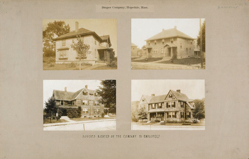 Industrial Problems, Welfare Work: United States. Massachusetts. Hopedale. The Draper Company: Draper Company, Hopedale, Mass: Houses Rented By The Company To Employees