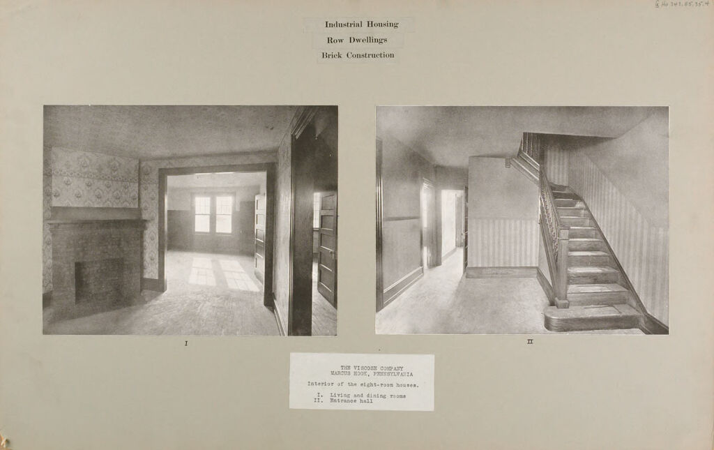 Industrial Problems, Welfare Work: United States. Pennsylvania. Marcus Hook. The Viscose Company: Industrial Housing. Row Dwellings. Brick Construction: The Viscose Company. Marcus Hook, Pennsylvania: Interior Of The Eight-Room Houses.