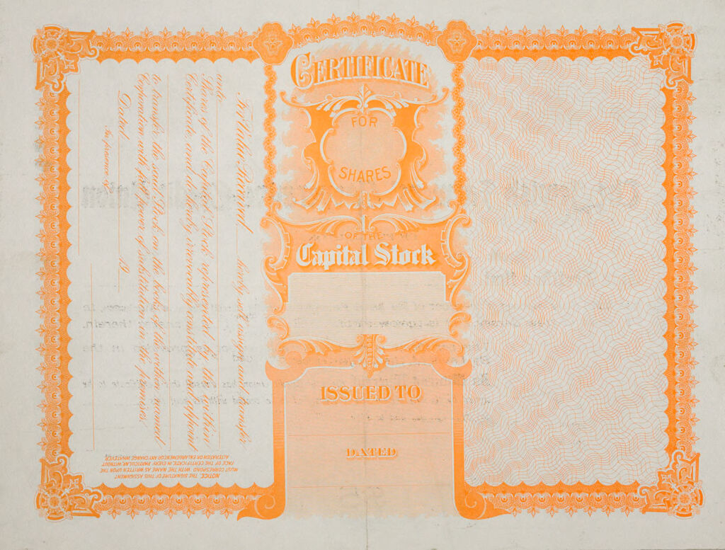 Races, Jews: United States. Jewish Farmers Cooperative Credit Union: Certificate For Shares Of The Capital Stock