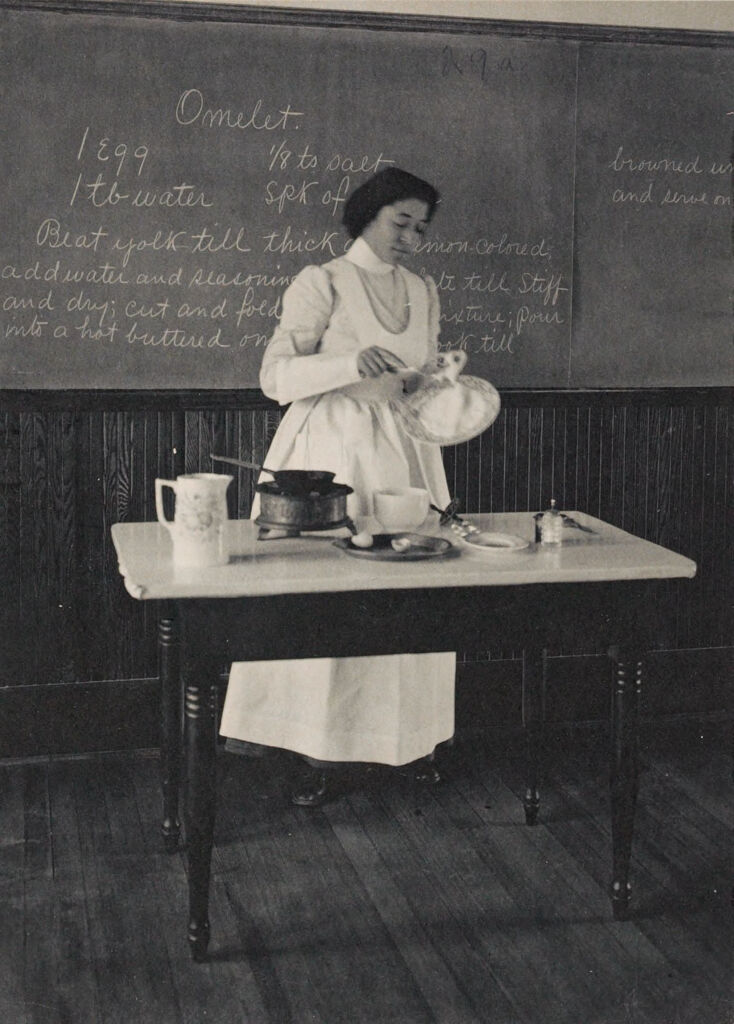 Races, Negroes: United States. Virginia. Hampton. Hampton Normal And Industrial School: Agencies Promoting Assimilation Of The Negro. Training Negro Girls In Domestic Science. Hampton Normal And Agricultural Institute, Hampton, Va.: Making An Omelet.