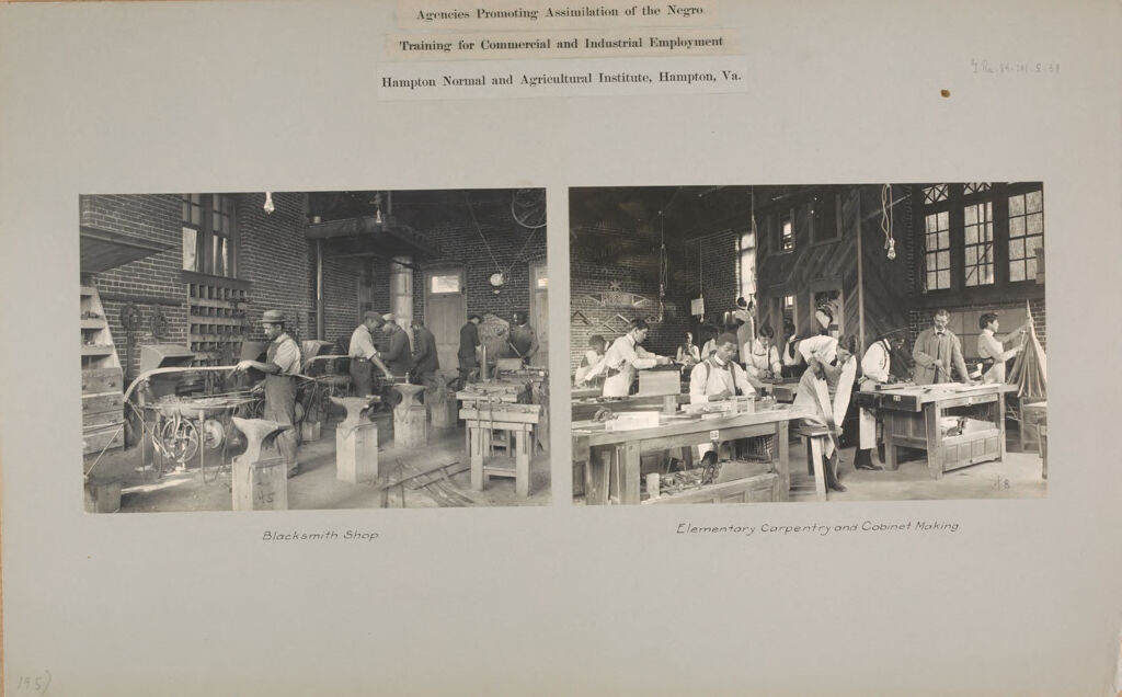 Races, Negroes: United States. Virginia. Hampton. Hampton Normal And Industrial School: Agencies Promoting Assimilation Of The Negro. Training For Commercial And Industrial Employment. Hampton Normal And Agricultural Institute, Hampton, Va.