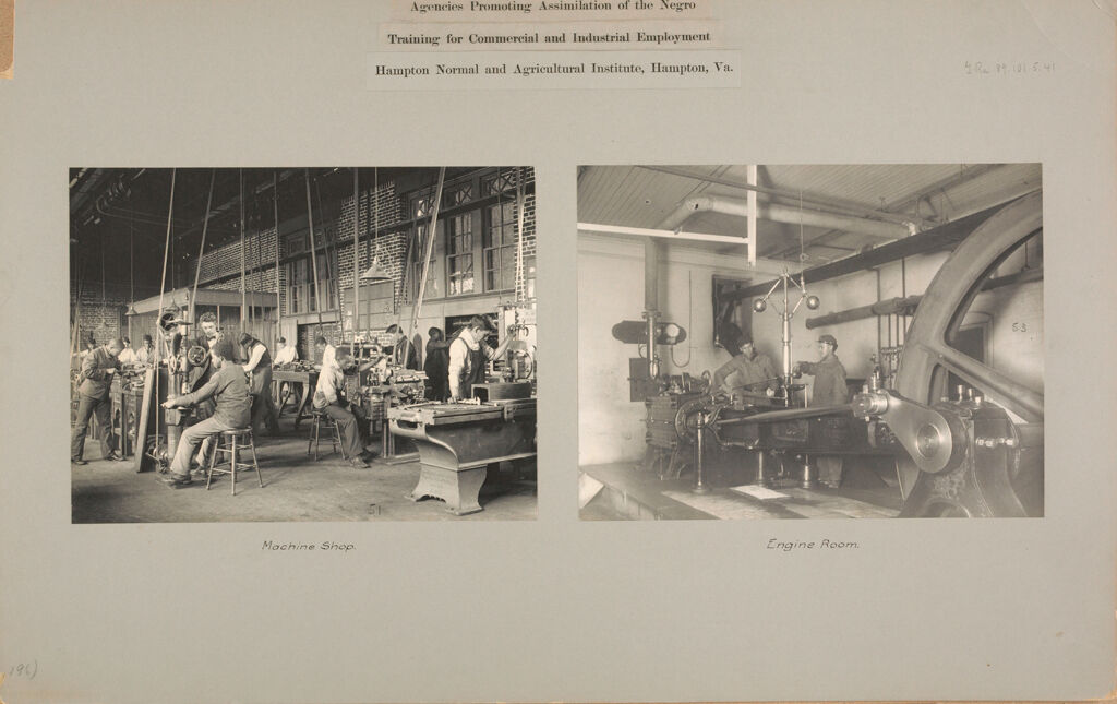 Races, Negroes: United States. Virginia. Hampton. Hampton Normal And Industrial School: Agencies Promoting Assimilation Of The Negro. Training For Commercial And Industrial Employment. Hampton Normal And Agricultural Institute, Hampton, Va.