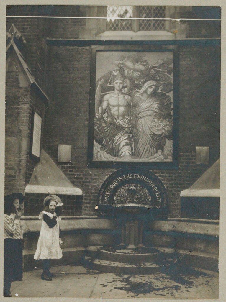 Recreation, Art: Great Britain, England. London. Outdoor Art: Social Conditions In London England, 1903: Saint Jude Church - Mosaic And Fountain.