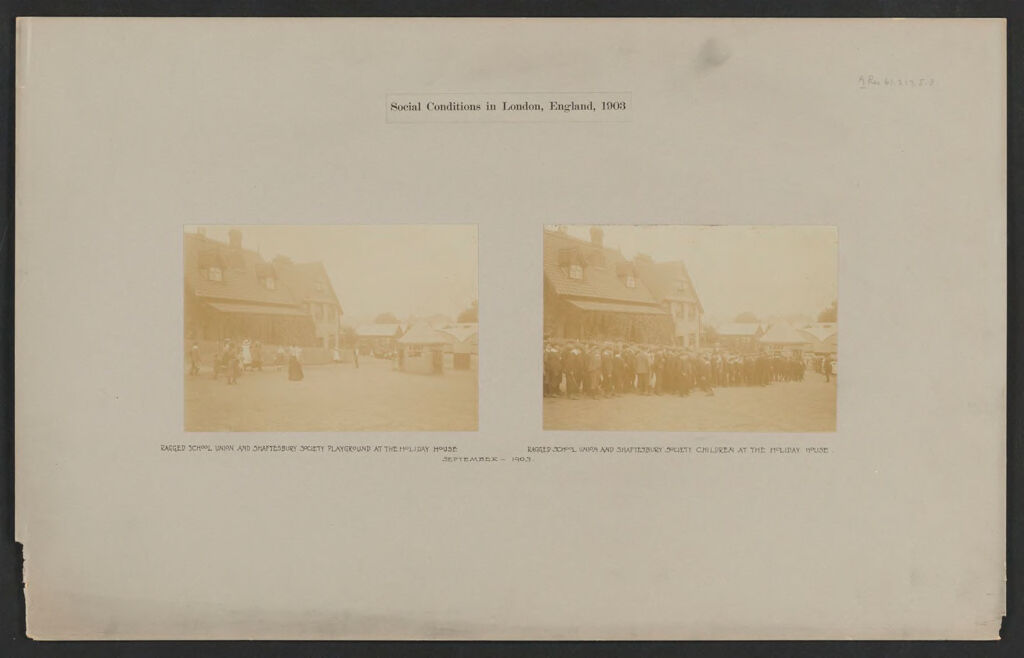 Recreation, Outings: Great Britain, England. London. Holiday House, Ragged School Union: Social Conditions In London, England, 1903: September - 1903.