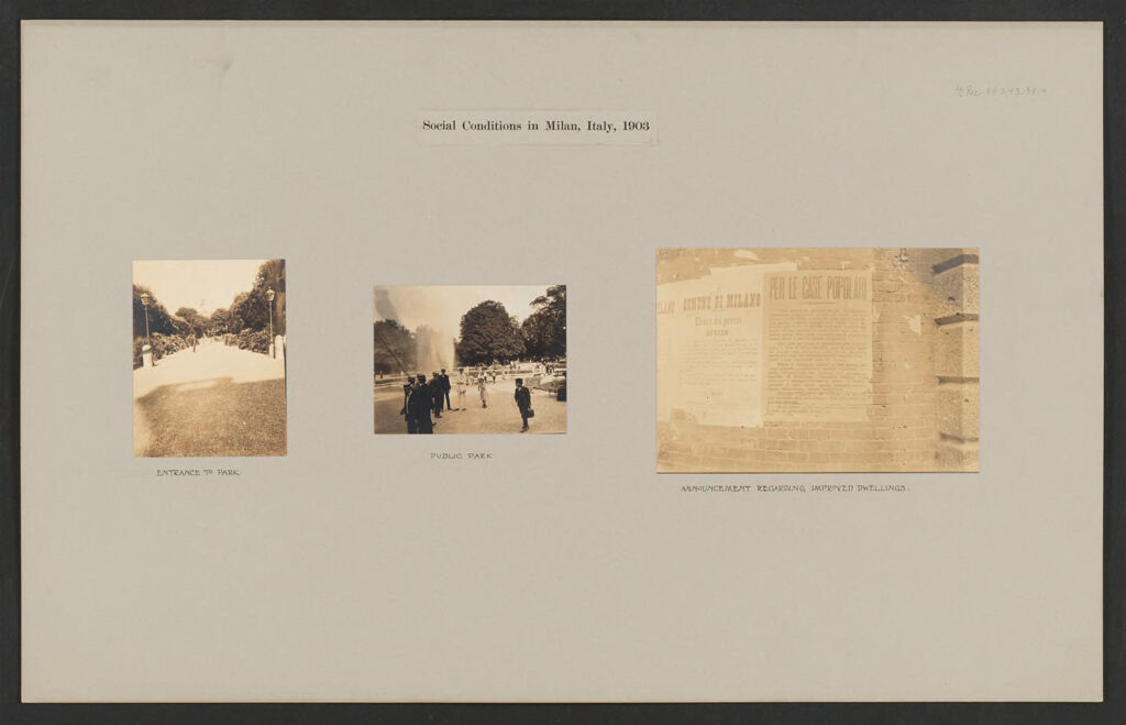 Recreation, Parks And Playgrounds: Italy. Milan. Public Park: Social Conditions In Milan, Italy, 1903
