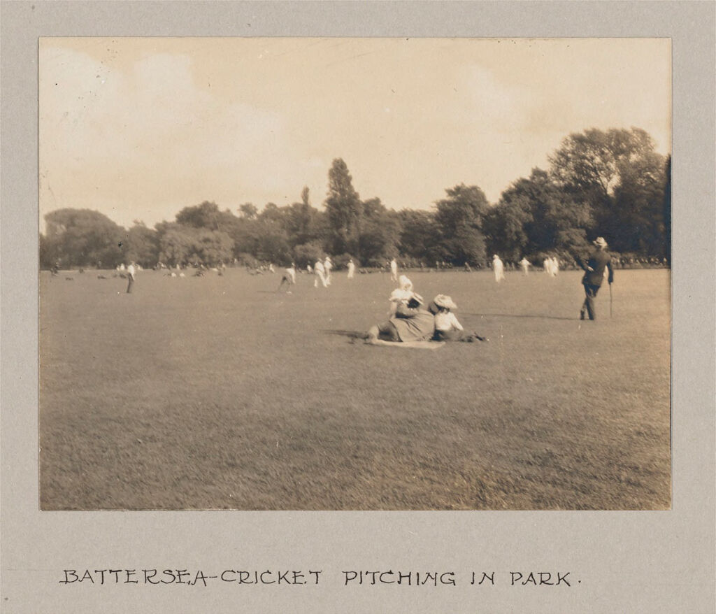 Recreation, Parks And Playgrounds: Great Britain, England. London. Playgrounds And Parks: Social Conditions In London, England, 1903: Battersea - Cricket Pitching In Park.