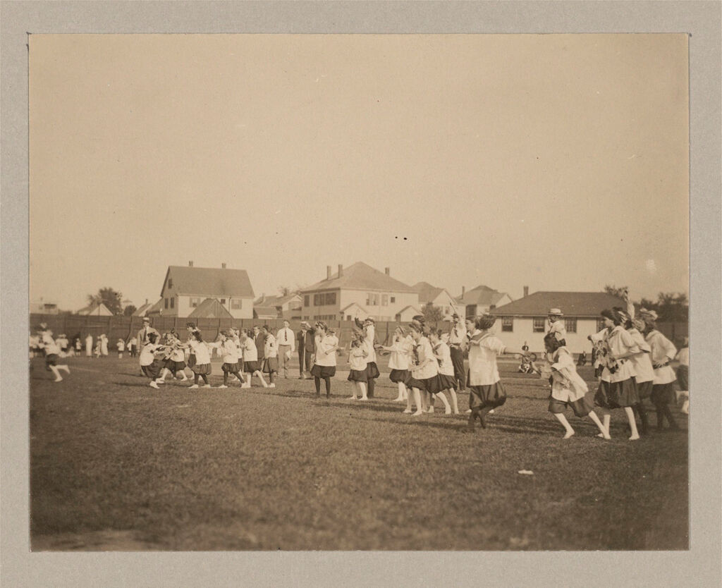 Recreation, Parks And Playgrounds: United States. Massachusetts. Cambridge: Playgrounds. Cambridge, Massachusetts: Competitive Games, Drills, Dances And Races In Which Children Of All Cambridge Playgrounds Took Part. First Municipal Play Festival, Russell Field, 1914.