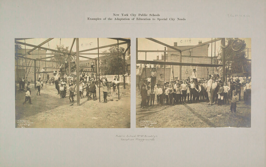 Recreation, Parks And Playgrounds: United States. New York. New York City. Brooklyn, Vacation Playground, Public School No. 45: New York City Public Schools. Examples Of The Adaptation Of Education To Special City Needs: Public School No. 45 Brooklyn. Vacation Playgrounds.