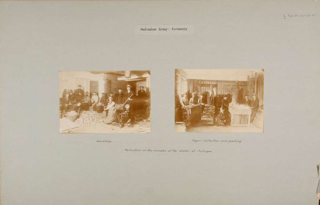 Religious Agencies, Salvation Army: Germany. Solingen. Shelter: Salvation Army: Germany: Activities Of The Inmates Of The Shelter At Solingen.