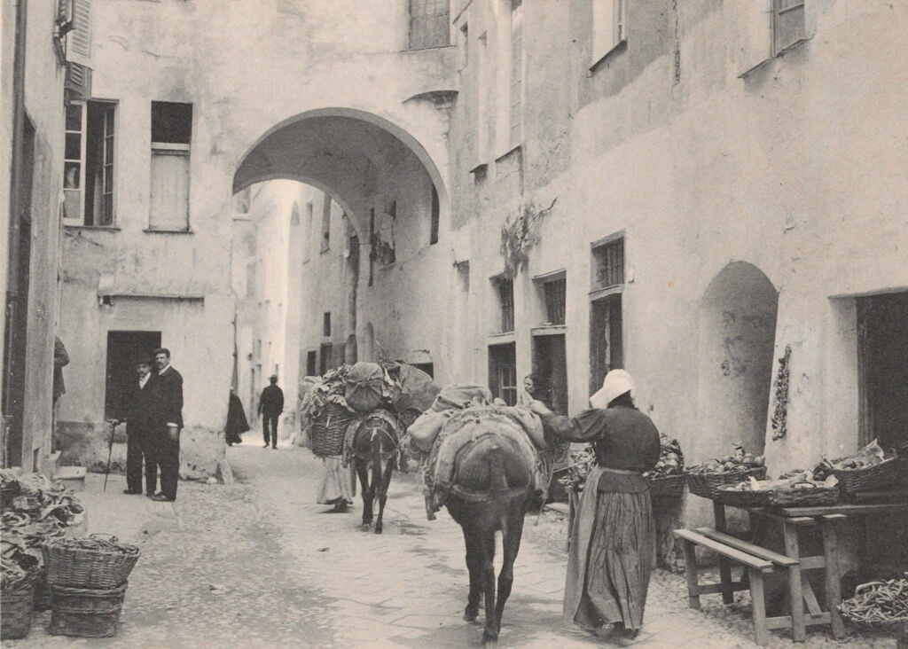 Social Conditions, General: Italy. North Italy. Street Scenes: Environment Before Immigration. Standards Of Living In European Cities. Social Conditions In Northern Italy: 1905: Street Scenes: San Remo.