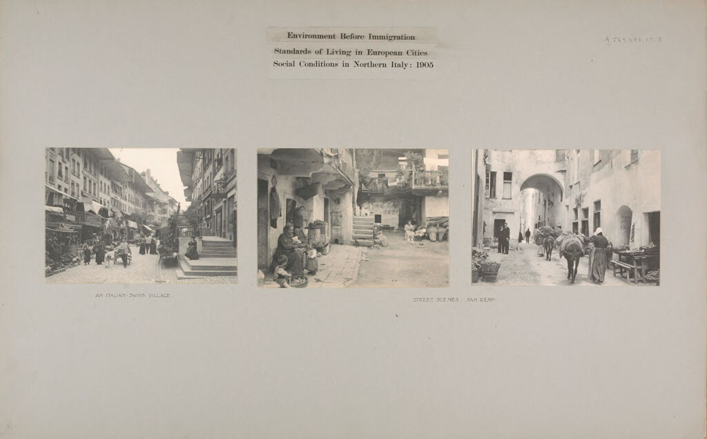 Social Conditions, General: Italy. North Italy. Street Scenes: Environment Before Immigration. Standards Of Living In European Cities. Social Conditions In Northern Italy: 1905