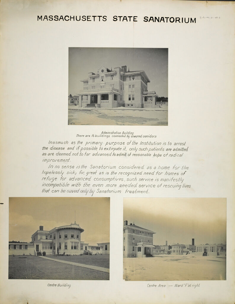 Charity, Tuberculosis: United States. Massachusetts. Rutland. Massachusetts State Sanatorium: Massachusetts State Sanatorium