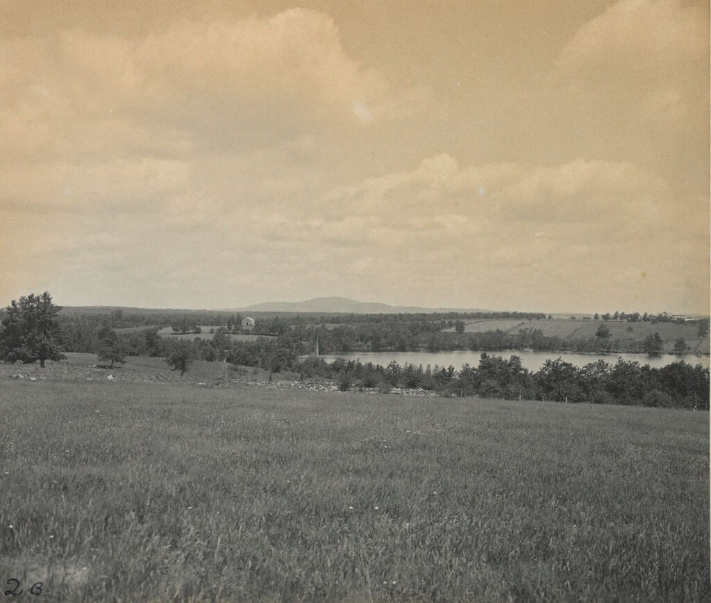 Charity, Tuberculosis: United States. Massachusetts. Rutland. Massachusetts State Sanatorium: Massachusetts State Sanatorium: View Of Lake Muschopauge And Mt. Wachusett From Avenue Approaching Buildings
